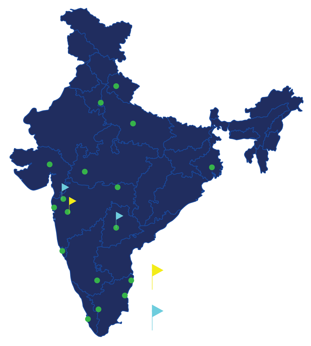 Our Projects marked on Map of India